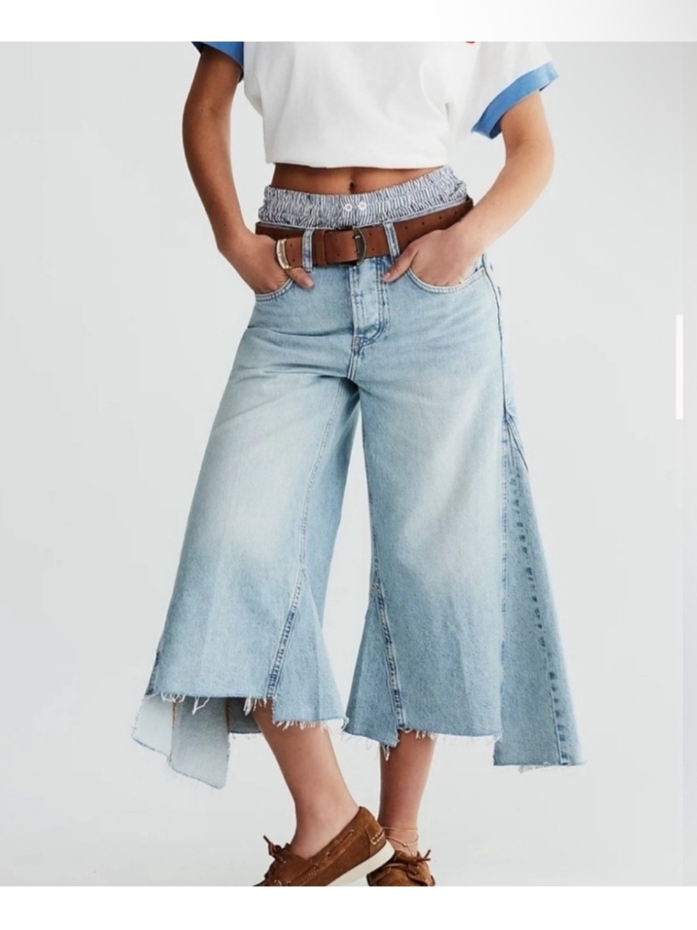 Free People We The Free Ripple Wide-Leg Cropped Flare Jeans